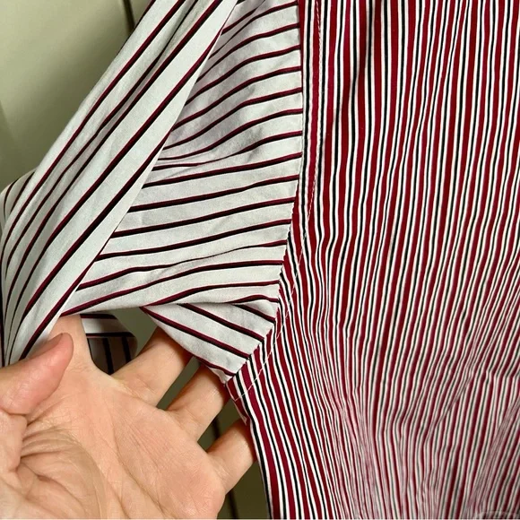 Ralph Lauren Women Small Burgundy and White Striped Shirt - Picture 7 of 12